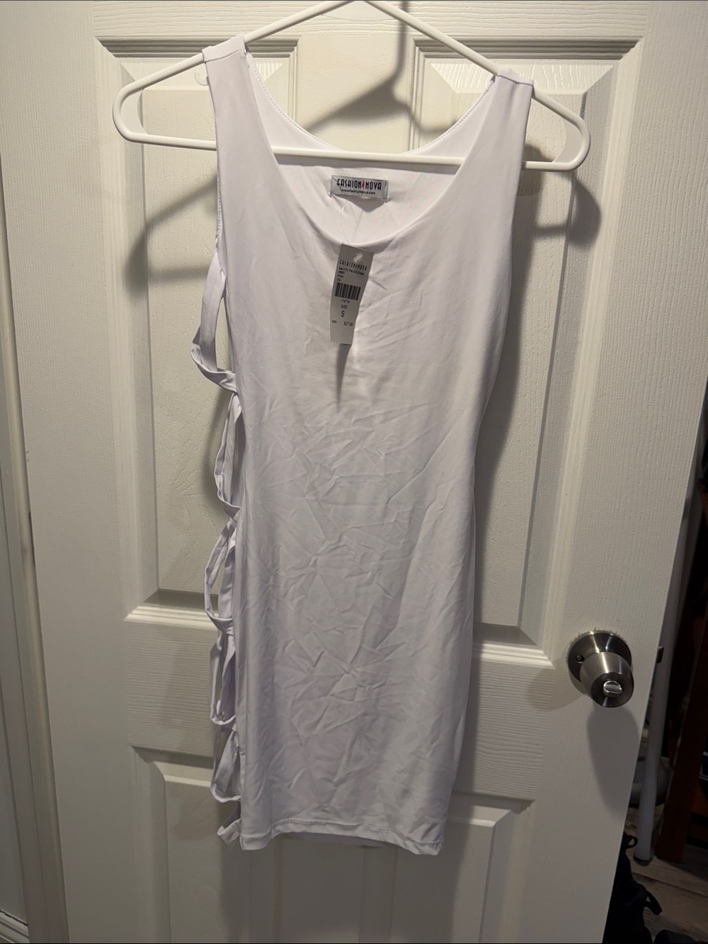 Fashion Nova White Side-Tie Mini Dress
